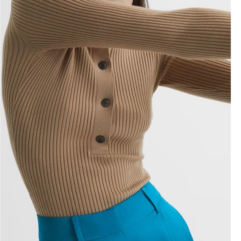 Reiss Tan Ribbed Cardigan - Picture 6 of 11